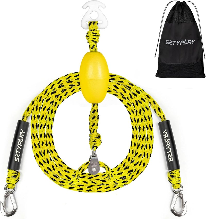 SETYPARY Dyneema No Stretch Wakeboard Rope and Handle, 75FT Floating Wakeboard Tow Rope with T-Handle for Doing Spin Skill, 4-Sections Ski Ropes for Water Skiing, Watetsports Ropes for Kneeboarding - Image 1